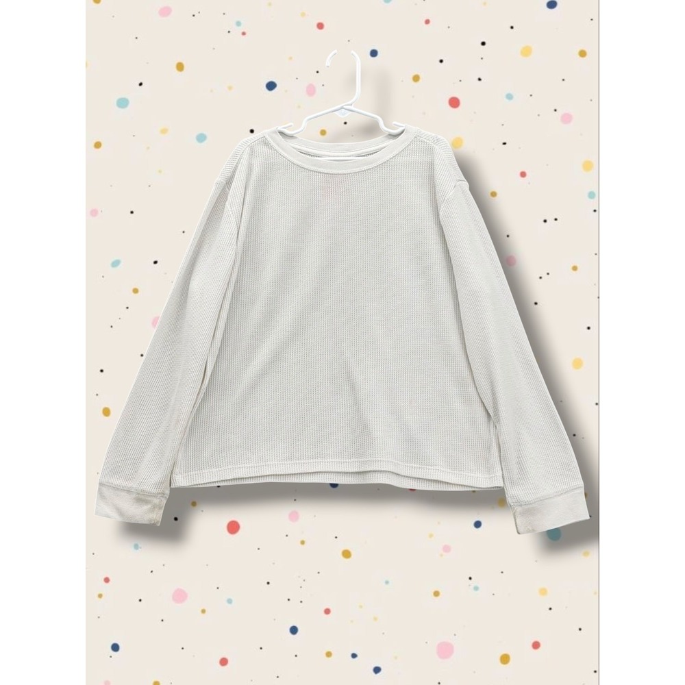 Cat & Jack Waffle Knit Thermal Long Sleeve Top Cream Size S (6/7)